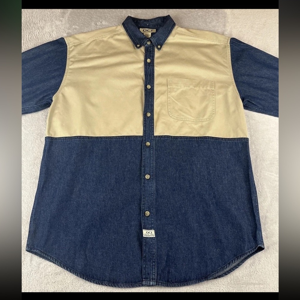 OCI Jean Company mens long sleeve denim Button Down shirt Size XL